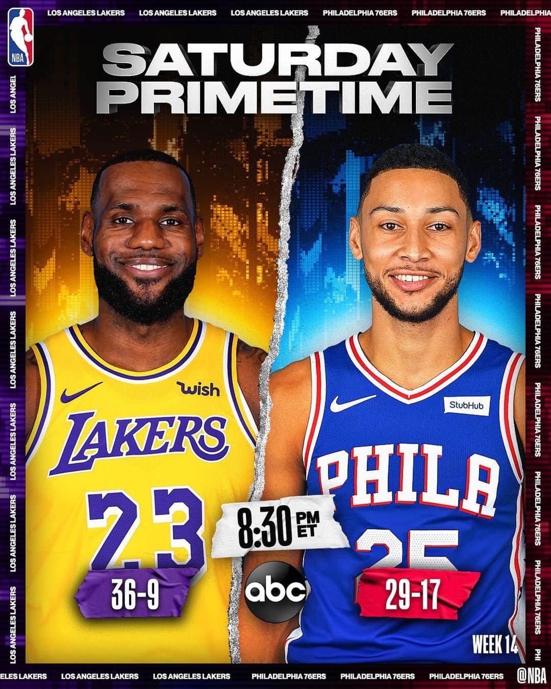 NBAさんのインスタグラム写真 - (NBAInstagram)「🌟 #NBAonABC SATURDAY PRIMETIME 🌟 . . . @kingjames & the @lakers visit @bensimmons & the @sixers 8:30pm/et on ABC! . . . • LeBron: 18 points from 3rd all-time • Sixers: 20-2 at home • Lakers: 20-4 on road」1月26日 1時15分 - nba