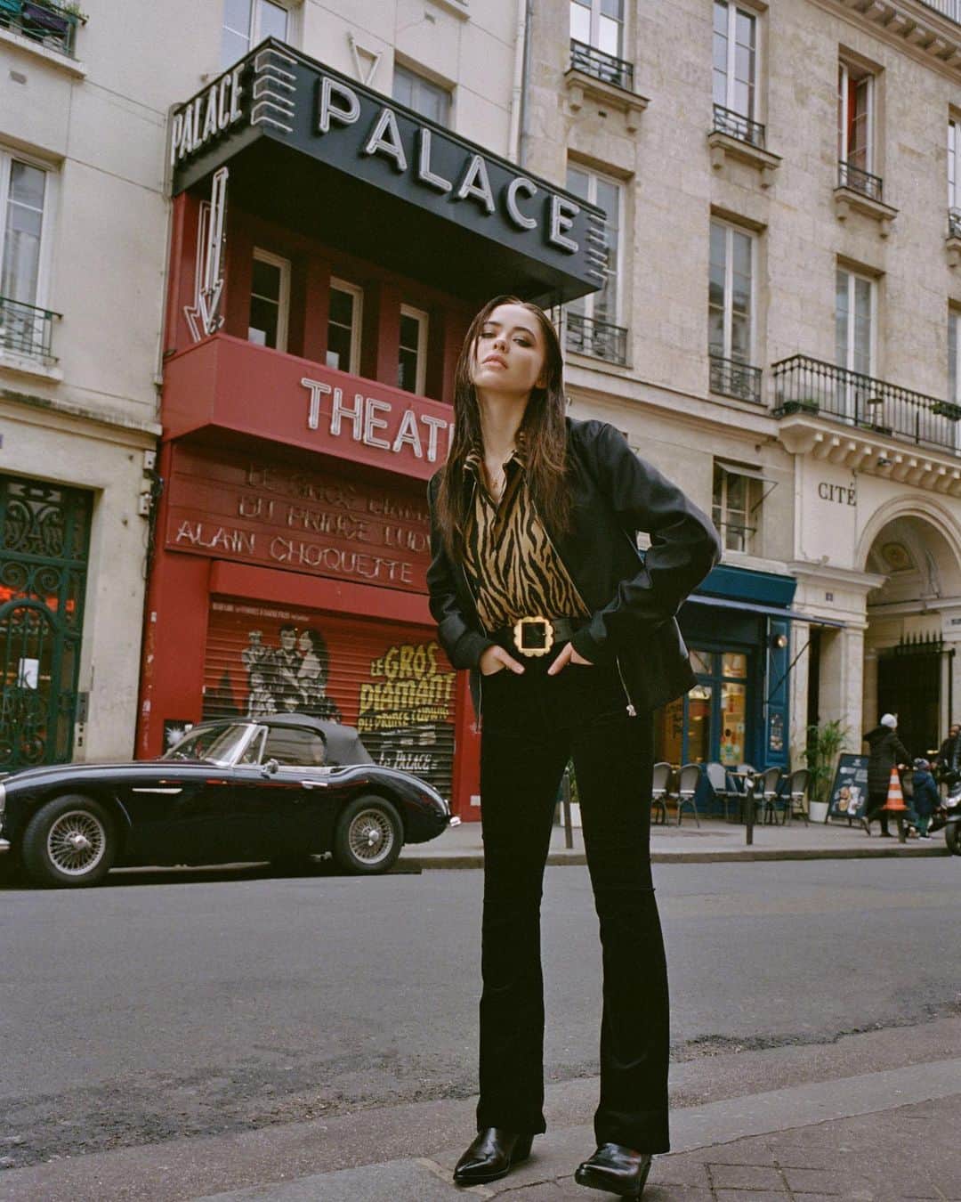 クリスティナ・バザンのインスタグラム：「Proud of my friend @adrienalbou and his new collection inspired by Parisian night life, le petit Palace and of course Serge Gainsbourg @garconsinfideles 🤘🏻Thanks for having me be part of it ⚡️Photography @pastremi Styling @annecatherinefrey Hair @chatchatduloup Mua @louisatrp」