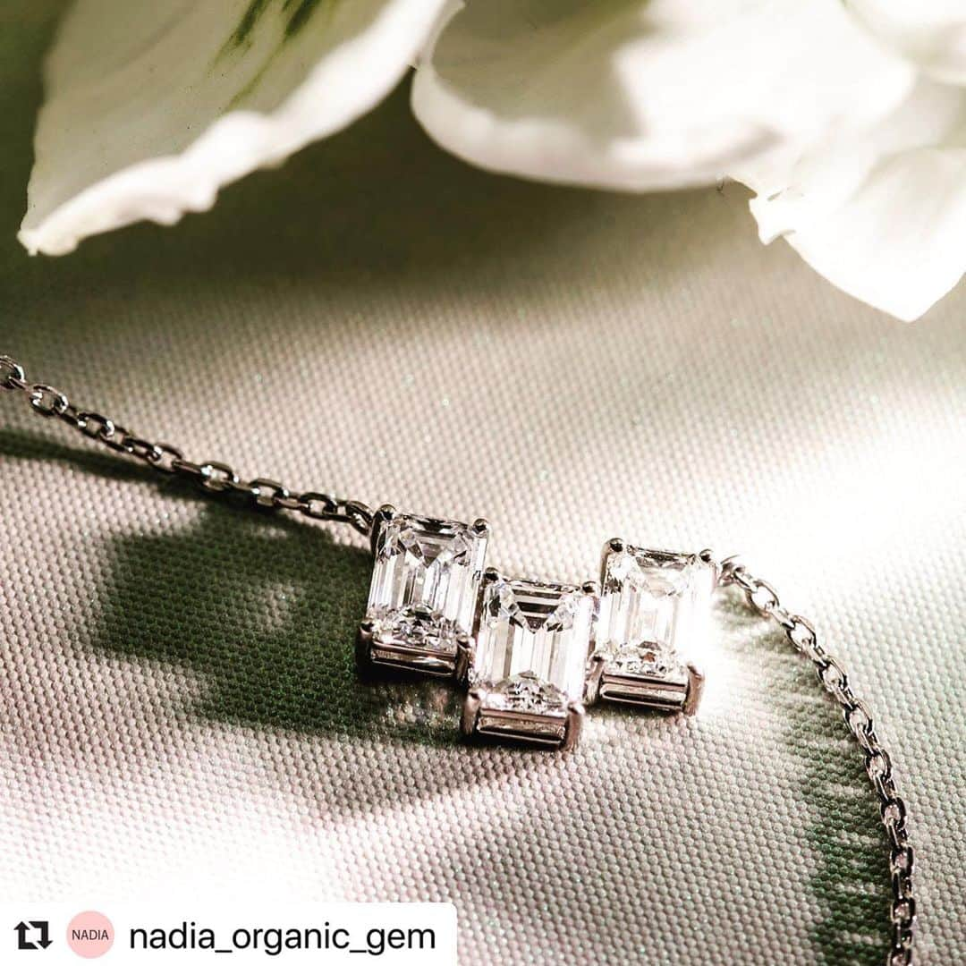 Maison de NADIA （メゾン・ド・ナディア） さんのインスタグラム写真 - (Maison de NADIA （メゾン・ド・ナディア） Instagram)「#Repost @nadia_organic_gem with @make_repost ・・・ 透明感のあるエメラルドカットのダイヤモンドをリズミカルにセットしたネックレスはモダンでエレガンスな印象。  ミニマムなデザインなので、デイリー遣いのジュエリーとしても大活躍します。  ネックレス￥1,210,000（税込）  Modern and elegant necklace with completely matched three high clarity Emerald cut diamonds, a simple design is suitable for daily wear.  #organicluxury #organic #diamond #colourdiamond #nadiaorganicgem #hijewelry #madeinjapan #visitjapan #thisisjapan #artisan #ginza #ginzashix #ダイヤモンド  #カラーダイヤモンド #オーガニック #ジュエリー #銀座 #銀座six」1月25日 21時29分 - maison_de_nadia