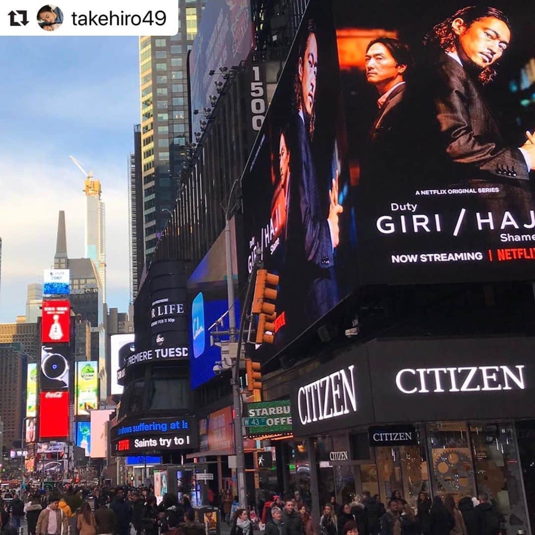 窪塚洋介のインスタグラム：「#Repost @takehiro49 ・・・ New York Times Square #girihaji」