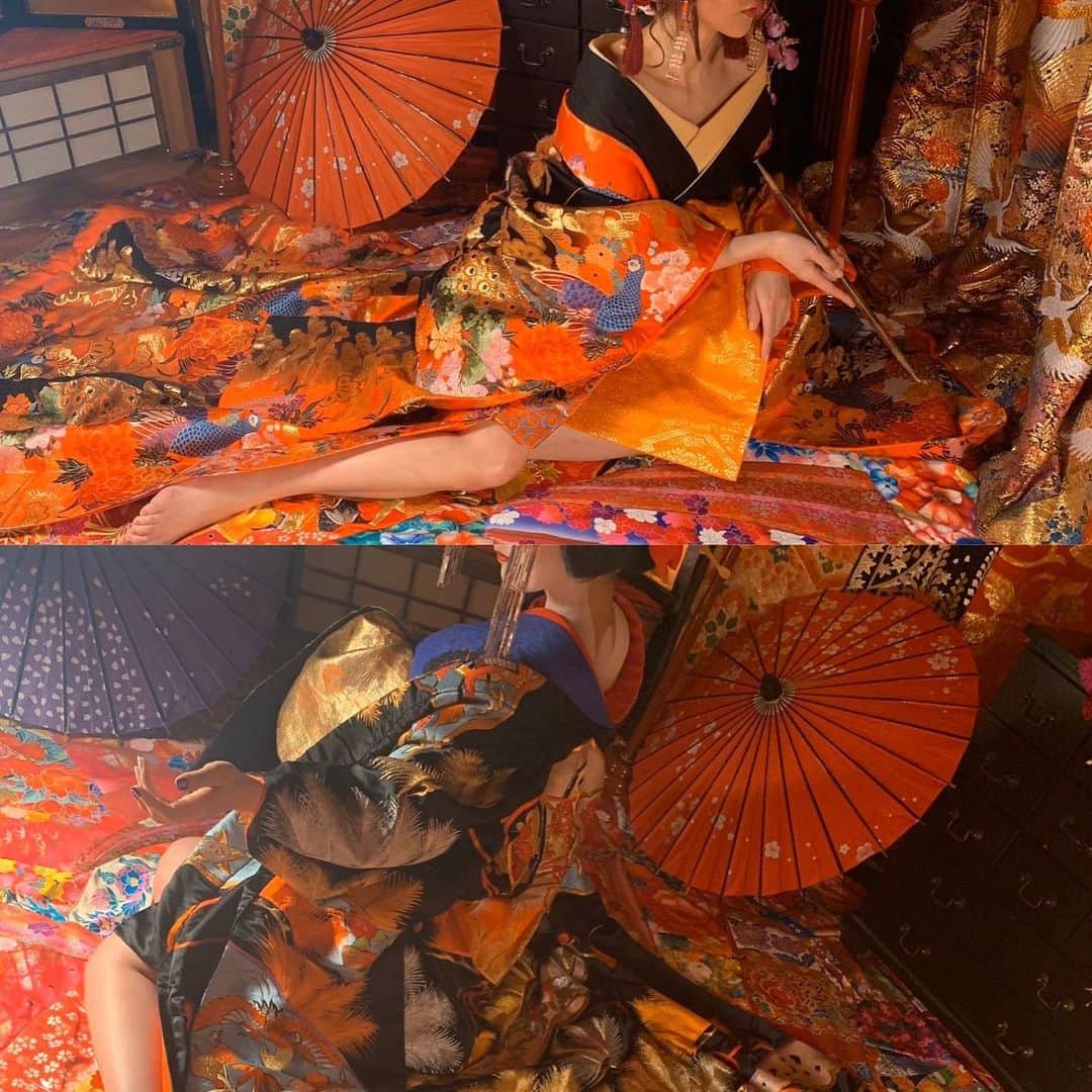 大槻ひびきさんのインスタグラム写真 - (大槻ひびきInstagram)「花魁の撮影をしました😊 私が現代風花魁で はたのが元祖白塗り花魁✨ #japan #kyoto #oiran #kimono #日本 #京都 #花魁 #着物 #クラウドファンディング #写真集」1月25日 23時46分 - yanhibi0221