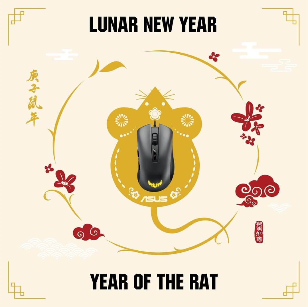 ASUSさんのインスタグラム写真 - (ASUSInstagram)「Happy CNY, gamers!🎮​ ⁣ ⁣Let TUF Gaming mice take your skills to the next level in the Year of the Rat 2020!​ ⁣ ⁣Leave a 🐁 if you're celebrating the Lunar new year🙌​ ⁣」1月26日 0時00分 - asus