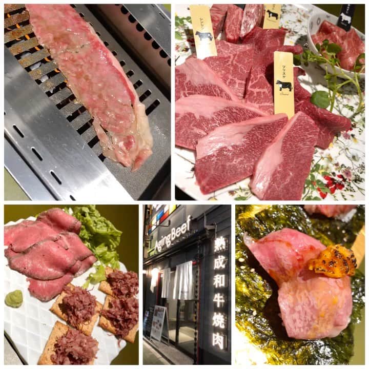のインスタグラム：「やっと行けた♡ 熟成和牛焼肉エイジング・ビーフ♡ @agingbeef_nagoya  店内の雰囲気も料理も最高(　´艸｀) コースとは別で炙り肉のウニ乗せを追加注文☆ お口の中でとろけました♫  そして！ 店長さんイケメン☆ 接客も最高でした😭 感動(T . T)  早速、次の予約をしてしまった♡  #PR #月刊ケリー #名古屋焼肉  #名古屋ディナー #名古屋ランチ  #エイジングビーフ #名古屋グルメ #リピ確定 #お肉 #焼肉 #感動  #イケメン店長 #モデル かな？ #コスパ最高 #小鳥寿未代」
