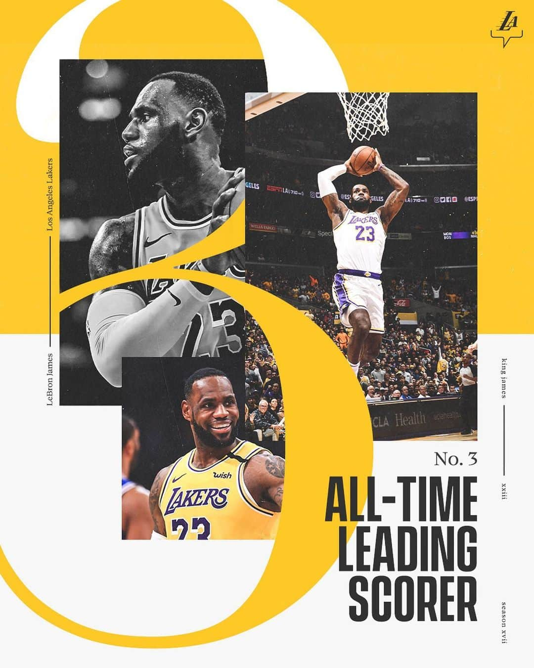 Los Angeles Lakersさんのインスタグラム写真 - (Los Angeles LakersInstagram)「History Personified. Congrats to @kingjames on joining the top three scorers of all-time! 👑👑👑」1月26日 12時17分 - lakers