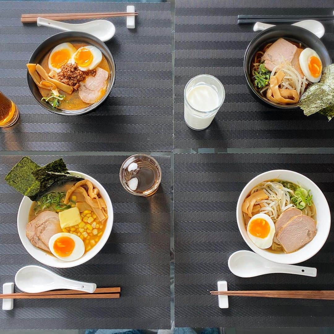meguri.kさんのインスタグラム写真 - (meguri.kInstagram)「今日のお昼ごはんは家族でラーメン4味食べ比べ！！🍜 醤油/塩/味噌/タンタン麺 ・ 『支那そば』で有名な大正3年創業の銀座 直久のお取り寄せラーメンだよ♫  @naokyu_tokyoramen ・ 自宅で簡単に本格的なラーメンが食べられるなんて…❤️🙈ラーメン好きにはたまらない❤️ ・ もちもち生中華麺、拘りのスープはもちろん、本格チャーシュー、メンマ、まで入ってるの♫嬉っ ・ 美味しかったー🙈❤️ラーメンだけで大満足❤️ ・ あ、お気付きですか…？息子は3食牛乳飲むんです。お陰様で１日1L消費します。←どーでもいい情報 ・ 『うまい！はやい！手軽！お店の味を自宅で♡』ブログ更新しました！ ・ 詳しくはブログか"直久 ラーメン 通販"で検索してね! ・ #直久#麺処直久#なおきゅう#PR#ラーメン#お取り寄せ#おうちごはん#取り寄せラーメン#味噌ラーメン#しおラーメン#タンタン麺#醤油ラーメン#ランチ#お昼ごはん#食卓#こどものいる暮らし#こどもと暮らす#シンプルライフ#暮らし#くらし#日々の事#暮らしを楽しむ#中華#丁寧な暮らし#テーブルフォト#グルメ」1月26日 13時31分 - meguri.k