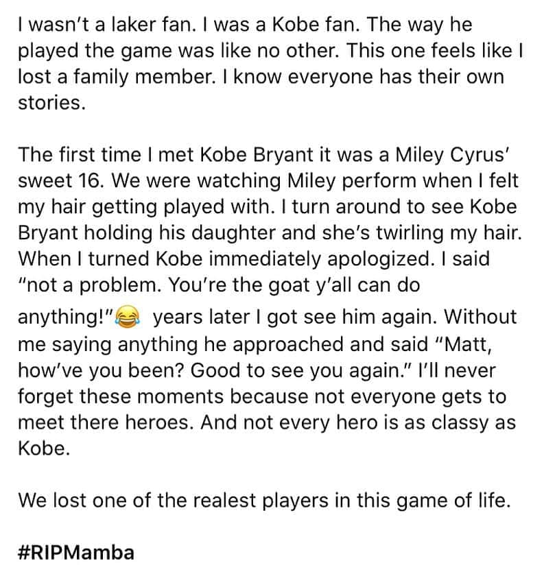マット・プロコプのインスタグラム：「😭 #RipMamba #RipLilMamba」