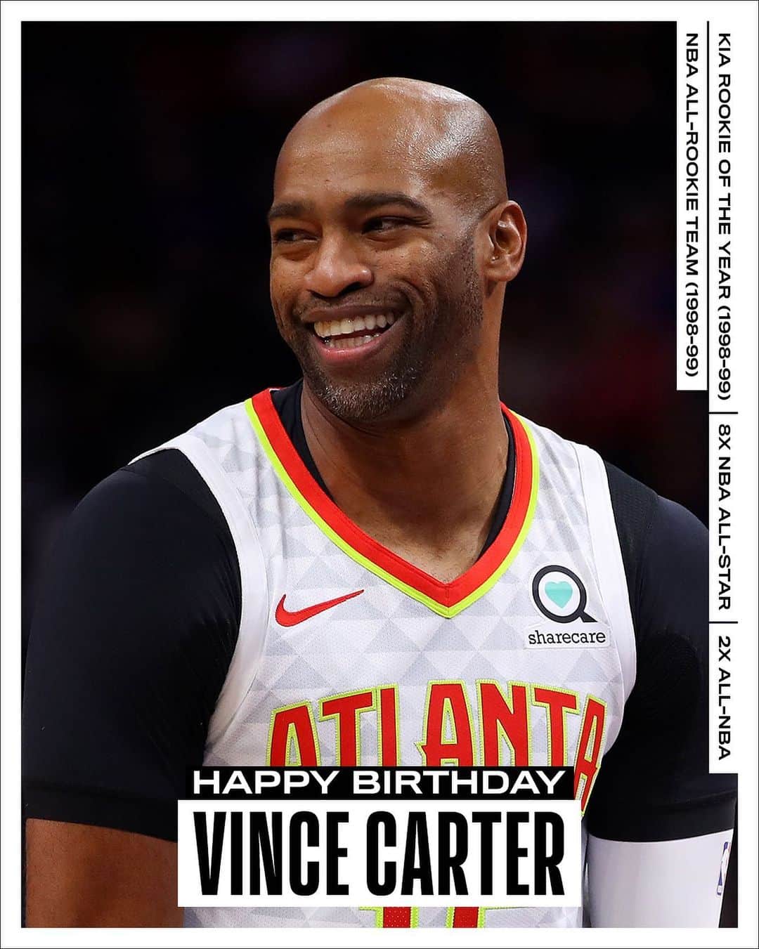 NBAさんのインスタグラム写真 - (NBAInstagram)「Join us in wishing VINCE CARTER of the @atlhawks a HAPPY 43rd BIRTHDAY! #NBABDAY」1月26日 22時55分 - nba