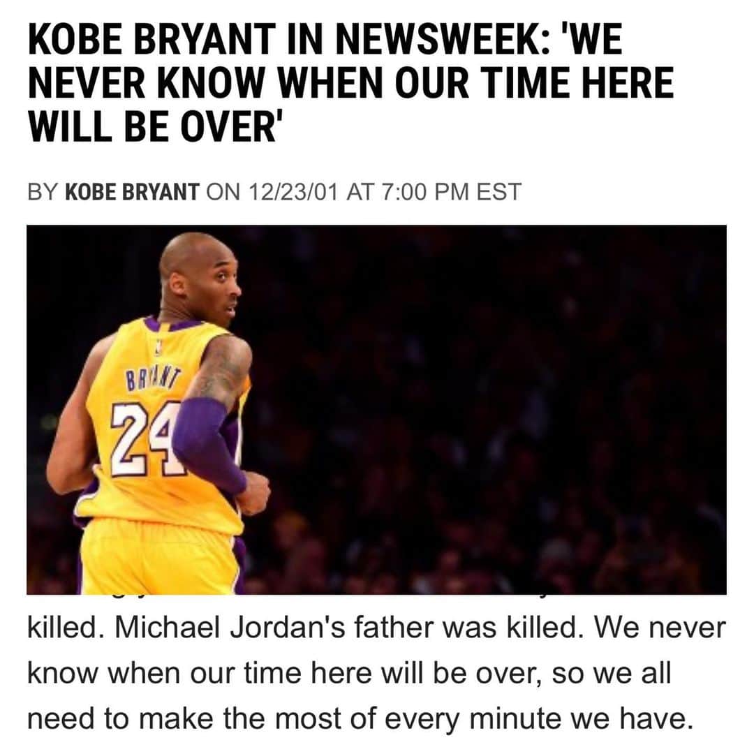 ジェームズ・ガンさんのインスタグラム写真 - (ジェームズ・ガンInstagram)「Kobe Bryant wrote this article for Newsweek shortly after the September 11 attacks. 💔」1月27日 10時12分 - jamesgunn