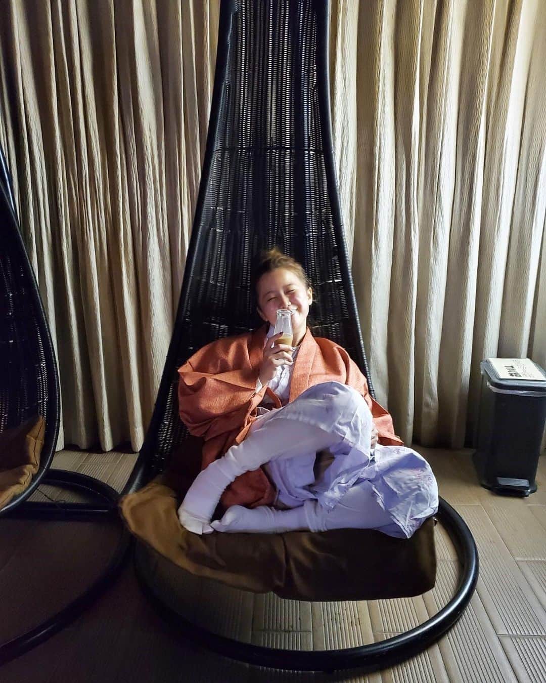 のインスタグラム：「♨️ 宮崎でも東京でも結局休みの日は温泉サウナ♨️ サウナトランス最高‼️ なっちゃん浴衣つんつるてん。笑」