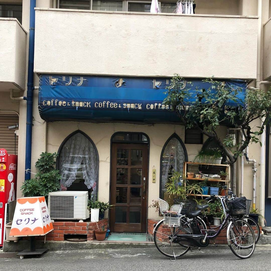 能町みね子さんのインスタグラム写真 - (能町みね子Instagram)「#喫茶メモ 神戸下山手通 セリナ/ 青がすばらしい、天井も、仕切り板も、どこをとっても油断のない美しさ&かわいさ、ママさんもマスターもかわいい。マスターは竹で杖を作るのが趣味」2月25日 17時32分 - nmcmnc