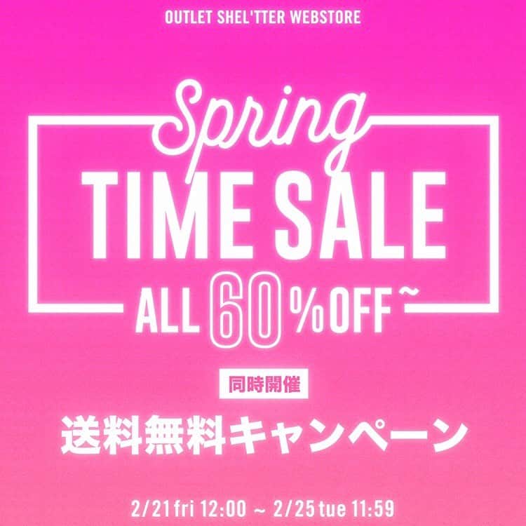 のインスタグラム：「. 🌷OUTLET SHEL'TTER WEB STORE🌷  本日(2/21)12時〜2/25 11:59まで、 「SPRING TIME SALE」を開催✨  さらに‼️送料無料キャンペーンも同時開催✨ 人気商品をお得に賢くGTEしちゃおう！  詳細はストーリーのスワイプアップまたは、 ハイライトの【SPRING TIME SALE】を ご覧くださいませ👀 ━━━━━━━━━━━━━━━━━ #MOUSSY #SLY #AZULBYMOUSSY #RODEOCROWNSWIDEBOWL #RCWB #AVANLILY #LAGUAGEM #LeoryxEBLOA #SHELTTER #R4G #STACCATO #SHELTTERWEBSTORE #SWS」