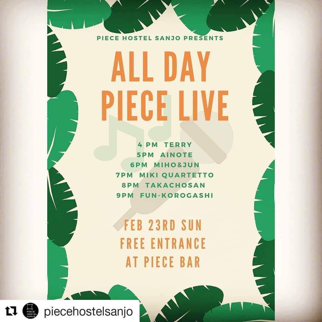 Terry Birdさんのインスタグラム写真 - (Terry BirdInstagram)「Jumpa dengan Takaaki dekat @piececafebar !! Dan hari tu saya buat insta live juga😊 . #Repost @piecehostelsanjo (@get_repost) ・・・ 今週23日ピースカフェバーにてオールデイライブが開催されます♪ 今回初参加の  ソロシンガー @takaaki_terry さんから  同じみのポップデュオ @ai_note_ さん　 ジャズデュオMiho&Junさん ジャズバンドMiki Quateetoさん  ソロシンガーTakachosan さん　 ポップデュオ　Fun-Korogashiさんがヘッドライナーでお送りする豪華な一日です！入場無料なので是非お越し下さい！ . . . We are holding an all-day music event on February 23rd!! No admission fee, and we guarantee that you will have a good time here listening to theses awesome artists who play and sing different genres of music!! So if you are in Kyoto this Sunday please come to @piececafebar !! . . . #livemusic #live #concert #freeconcert #jazz #pop #solosinger #popduo #jazzband #kyoto #kyotolivemusic #kyototravel #kyotobar #kyotocafe #無料イベント #無料音楽イベント #週末イベント #音楽イベント　#ライブ　#ポップ　#京都旅行　#京都カフェ #京都旅行　#京都イベント　#京都バー　#おしゃれなカフェ #おしゃれなバー」2月21日 17時03分 - takaaki_terry