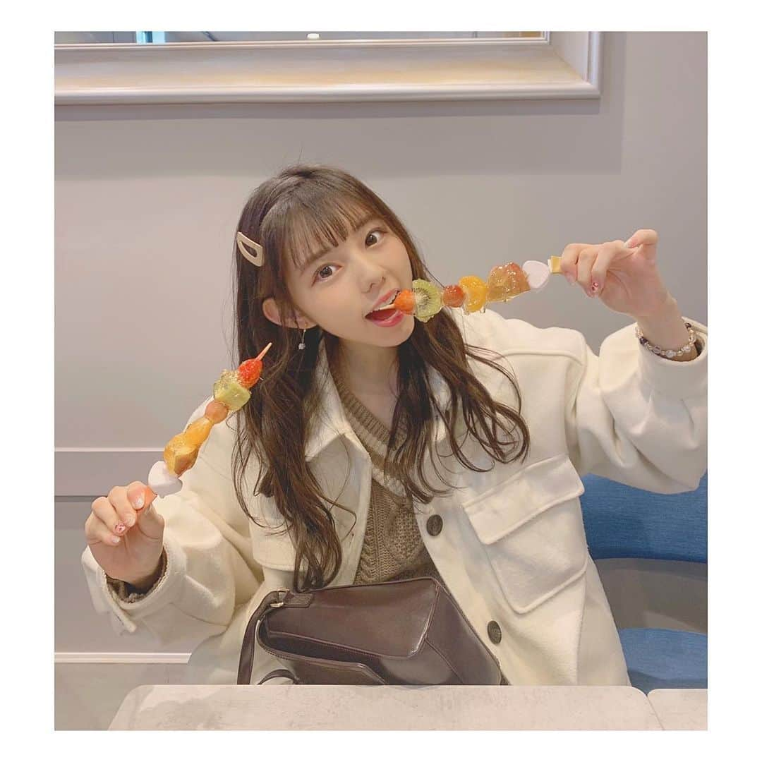 大森莉緒さんのインスタグラム写真 - (大森莉緒Instagram)「・ ・ 第2弾！！ 甘い系〜🤤🤤🤤 ・ ・ どっちかと言えば、甘い系より、しょっぱい系の方が好きです😉❤ ・ ・ それにしても今日は食べすぎましたね…🐷 ・ ・ #大森莉緒 #おーりお #おりおんず #名古屋 #犬山城下町 #犬山城下町食べ歩き #フルーツ飴 #揚げよもぎ #黒蜜きなこ #バナナスムージー #sweet #instagood #instapic #instafood #good #ootd #instaphoto #food」2月21日 22時03分 - rio.ohmori