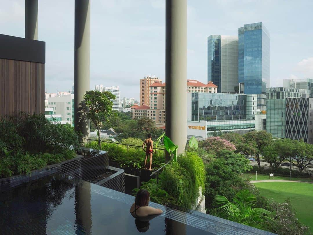 ナショナルジオグラフィックさんのインスタグラム写真 - (ナショナルジオグラフィックInstagram)「Photos by @lucasfogliaphoto | Hotel guests enjoy a swim in the pool as rush-hour traffic backs up on the street below. The Parkroyal Collection on Pickering Street contains over 15,000 square meters (almost four acres) of greenery, amounting to twice its land area. In Singapore, 100 percent of the population is urban. The Singapore Green Plan promotes conservation of the nation’s natural resources and the use of green technology, and nature is being reincorporated into the city.」2月21日 23時37分 - natgeo