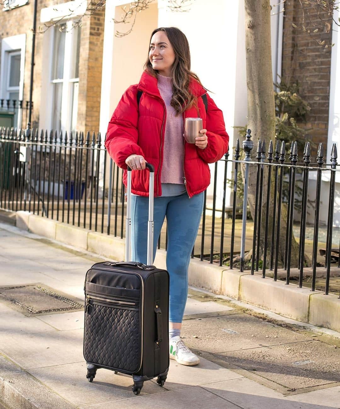 アクセサライズのインスタグラム：「The perfect travel companion - It's compact, stylish & won't steal the window seat! 📷: @sarahmalcs 🔍: suitcase - 8901030300 🔍: cup - 8890517000  Tap the link in our bio to shop. #Accessorize #Accessorizer」