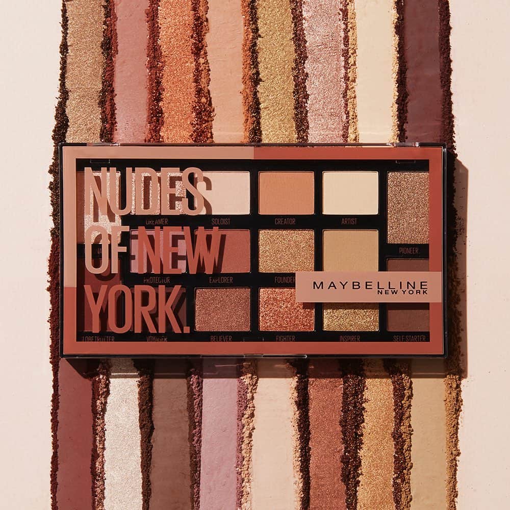 Maybelline New Yorkさんのインスタグラム写真 - (Maybelline New YorkInstagram)「Our #nudesofnewyork palette features 16 super-wearable shades in matte and shimmer finishes that flatter all skin tones! Tag a friend that loves a good nude palette! 😍」2月22日 2時49分 - maybelline