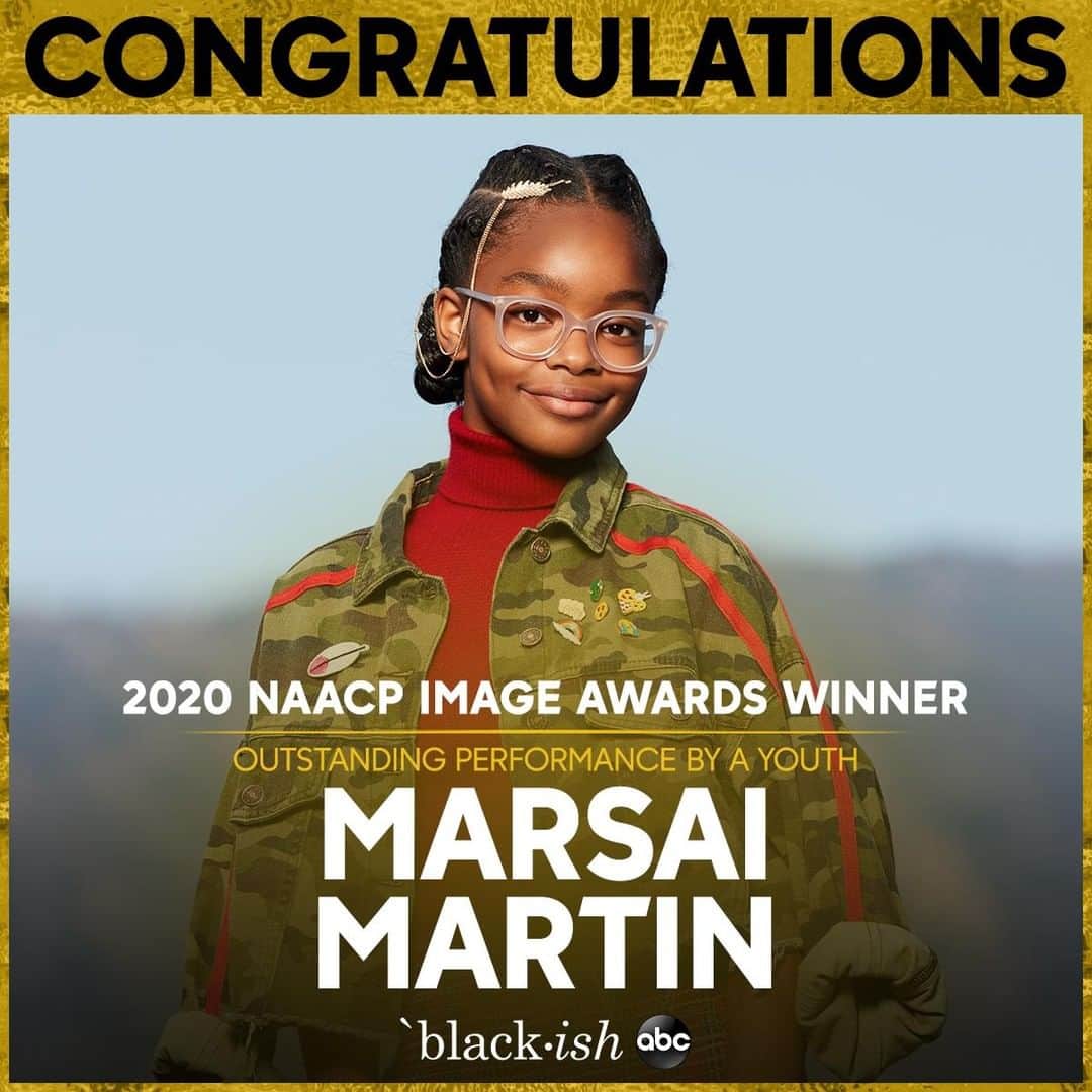 アメリカン・ブロードキャスティング・カンパニーのインスタグラム：「Congrats to @marsaimartin for her #NAACPImageAwards win!」