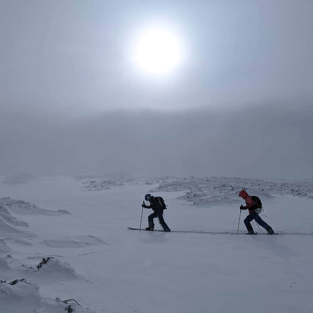 江本悠滋さんのインスタグラム写真 - (江本悠滋Instagram)「強風のなか風を上手くかわせて登頂  風で雪はいじめられてるけどいい景色に感謝  #三段山 #バックカントリー #登山 #強風」2月22日 19時09分 - emoto_yuji