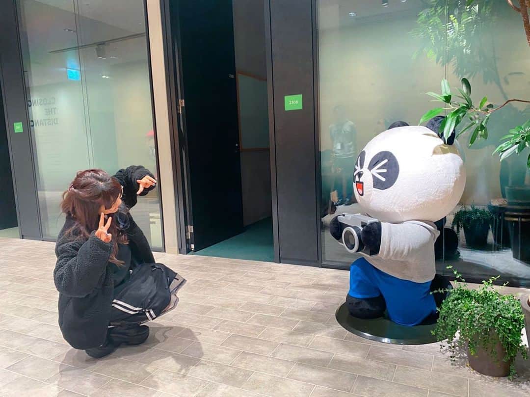 ぱいぱいでか美のインスタグラム：「巨匠に撮って頂きました。光栄です。 ꙳ #LINE #フォトスポット #猫の日 #パンダ #大熊猫 ꙳ LINEさんでのお写真がまだあるのやべぇだろ！ 人んとこのオフィスに遊びに行ってんのかってくらい写真あるね…… たまたまゆっふぃー @yufu_terashima も同じポーズで写真撮ってました❤︎ さすが #おっきいものクラブ ❤︎笑」