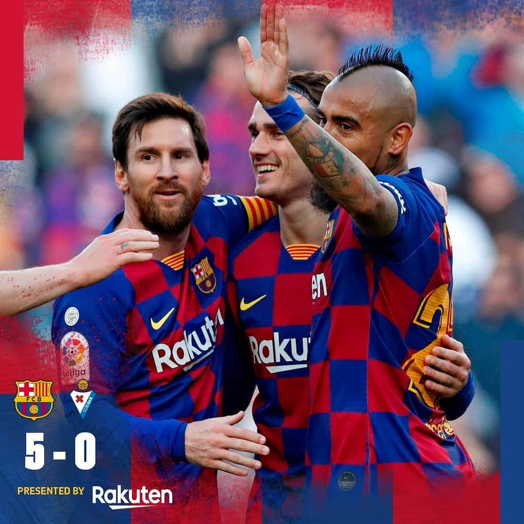 FCバルセロナさんのインスタグラム写真 - (FCバルセロナInstagram)「👏 Great win at home. ⚽ Barça 5-0 Eibar (Messi 4x, Arthur)」2月23日 2時00分 - fcbarcelona