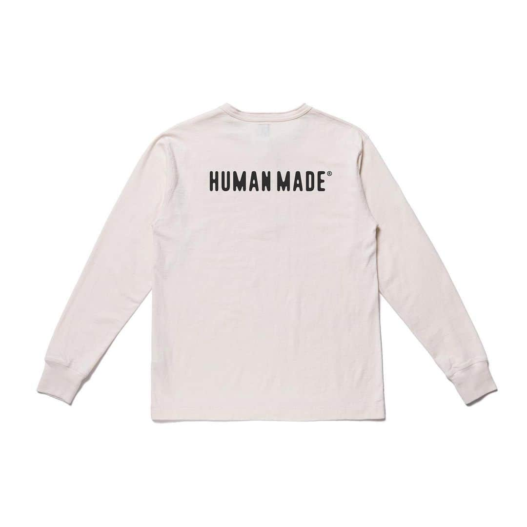 HUMAN MADEさんのインスタグラム写真 - (HUMAN MADEInstagram)「"HENLEY NECK LONG T-SHIRT" now available in store and online. www.humanmade.jp  ベーシックなヘンリーネックカットソーです。オリジナルのハートボタンや背面のプリントが特徴です。 Henley style cotton shirt with heart buttons and print on back.」2月23日 11時22分 - humanmade