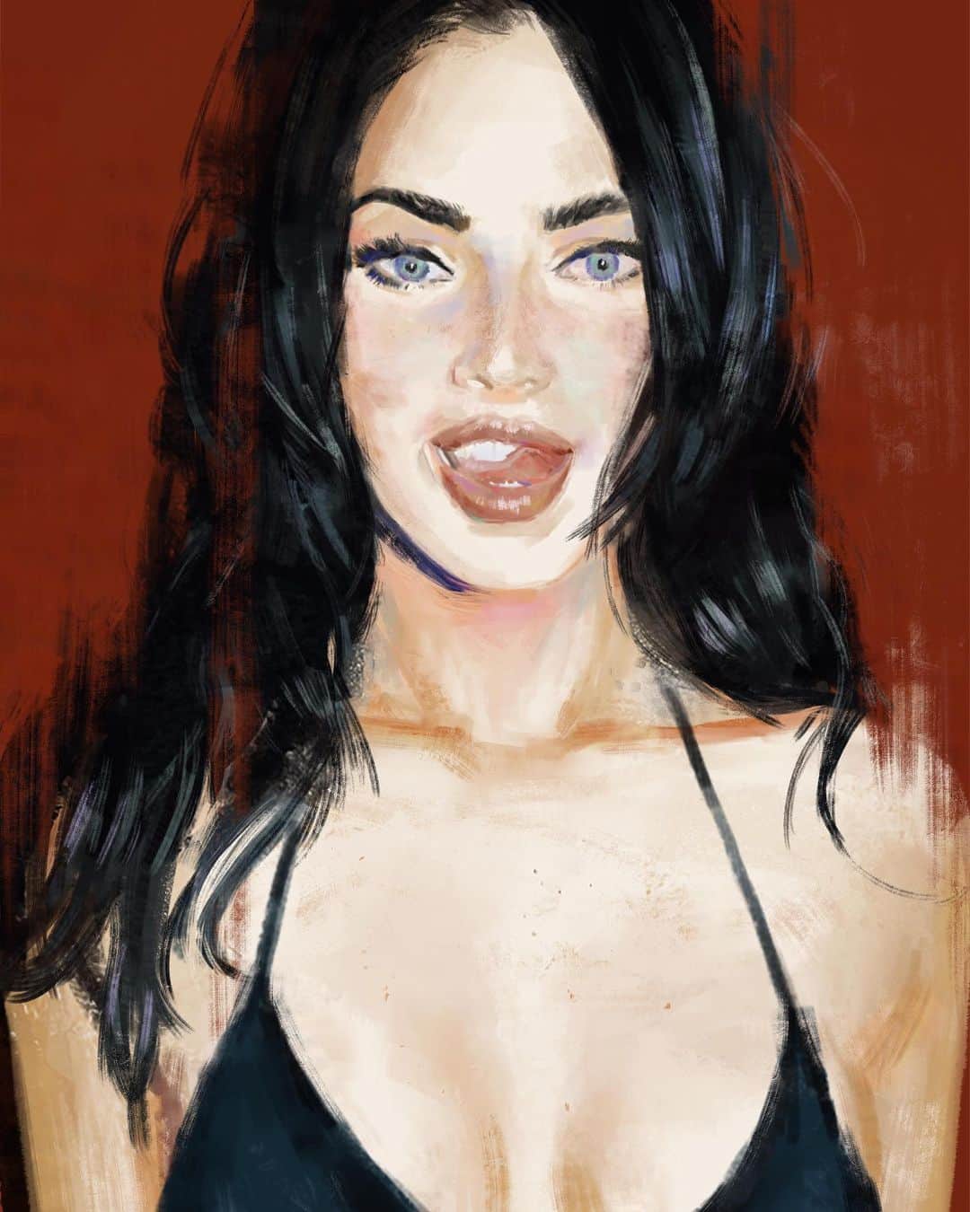 前羽のインスタグラム：「#Megan Fox (´-ω-`) #painting #painting🎨 #drawing」