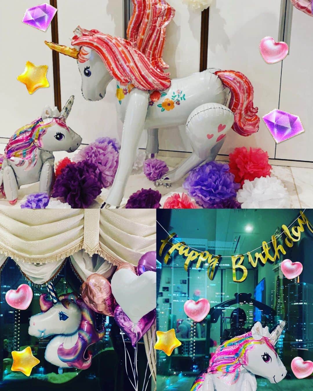 森下悠里さんのインスタグラム写真 - (森下悠里Instagram)「ポニーくらいの大きさの🦄 小さな🦄も💓 娘のバースデーお祝いに来てくれたよ🌈💜 - @fam.fam.fam2018 可愛い🎈沢山💓 - また、色々orderしたいな💝 - #birthday #party #balloon #unicorn」2月23日 22時35分 - yuurimorishita