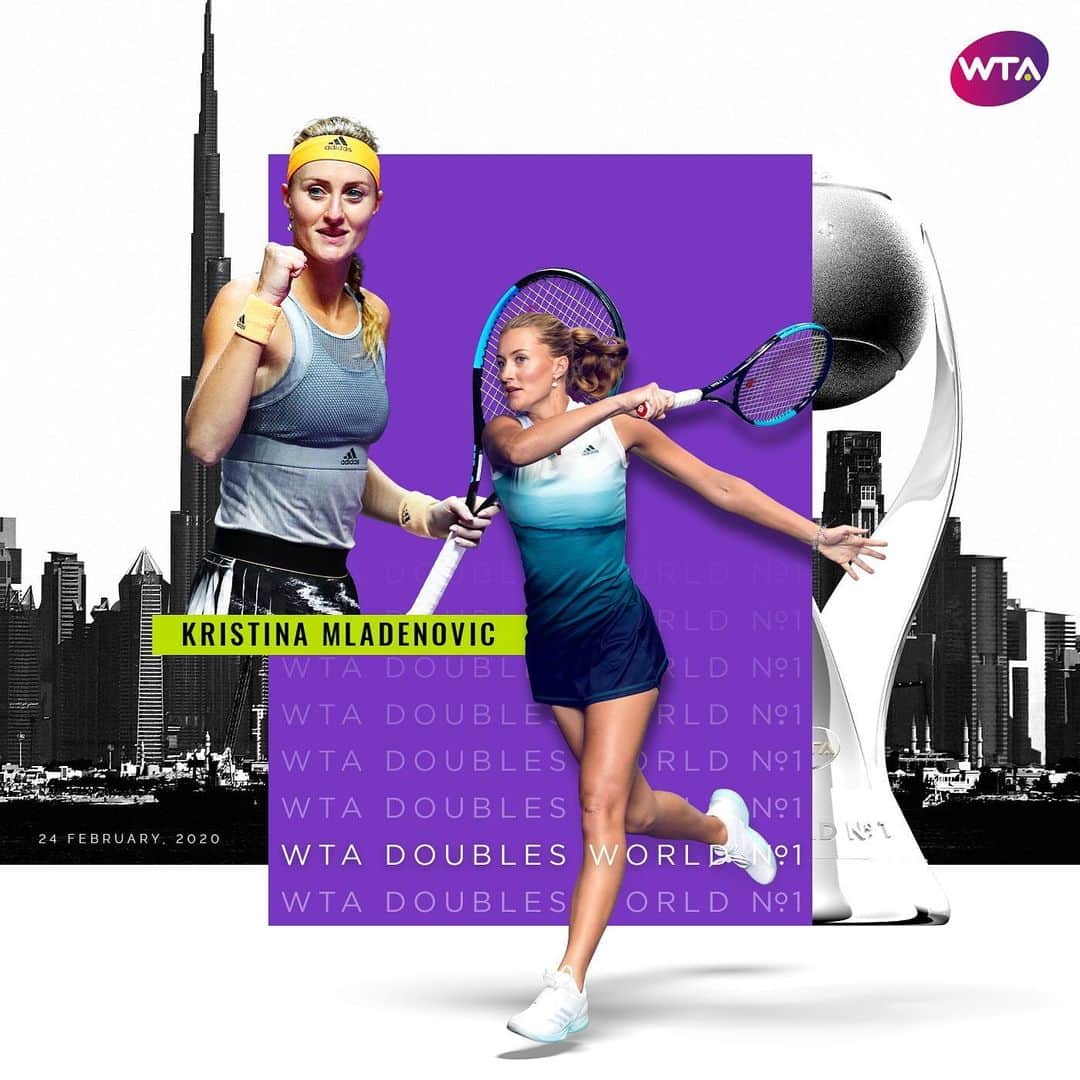 WTA（女子テニス協会）さんのインスタグラム写真 - (WTA（女子テニス協会）Instagram)「@kristinamladenovic93 is back on 🔝 of the doubles rankings! 👏」2月24日 23時16分 - wta