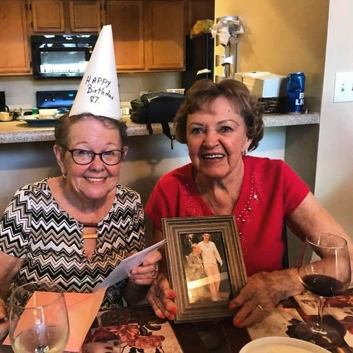 パティ・マレットのインスタグラム：「My Grand-mere yesterday celebrating 87 and going strong with her 92 years old Aunt— Matante Alyne !! I love you Grandmama, and I bless you with renewed youth and strength for the adventurous days ahead!! May you experience and accomplish all God has for you still, in the name of our matchless Miracle Maker Jesus ❤️🥰🎉🎈🎊🎁🙌💃🏻🤗」