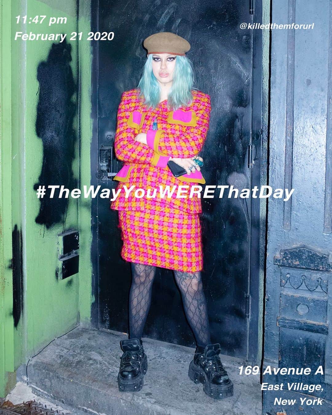 筒井心一のインスタグラム：「@killedthemfortheurl on 169 #AvenueA at 11:47 pm, February 21 2020, #NewYork ﻿ #OutfitOfTheDay = #TheWayYouWEREThatDay #TWYWTD #ShinichiTsutsui」