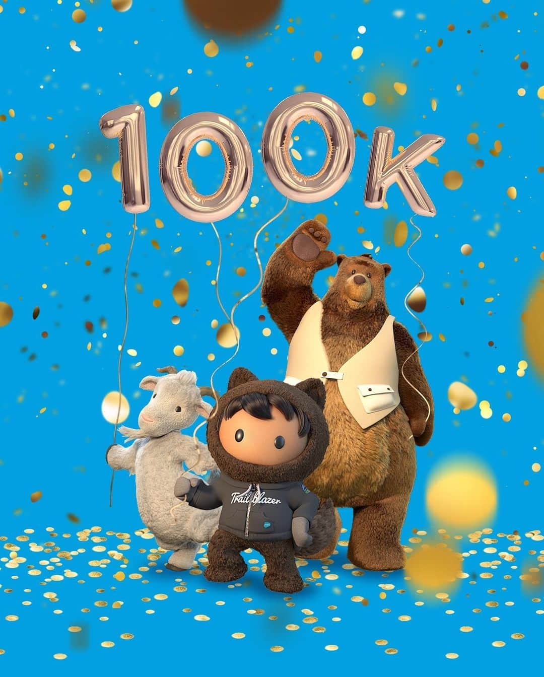 Salesforce さんのインスタグラム写真 - (Salesforce Instagram)「Today we reached a new milestone. 𝗪𝗲’𝗿𝗲 𝗯𝗹𝗮𝘇𝗶𝗻𝗴 𝘁𝗿𝗮𝗶𝗹𝘀 𝘄𝗶𝘁𝗵 1️⃣0️⃣0️⃣𝗞 𝗜𝗻𝘀𝘁𝗮𝗴𝗿𝗮𝗺𝗺𝗲𝗿𝘀! 🥳 🎉 Thank you for choosing to follow us and join our #SalesforceOhana here on @Instagram. Help us celebrate by tagging us in your favorite photos with #AstroAndFriends.🎈」2月25日 3時08分 - salesforce