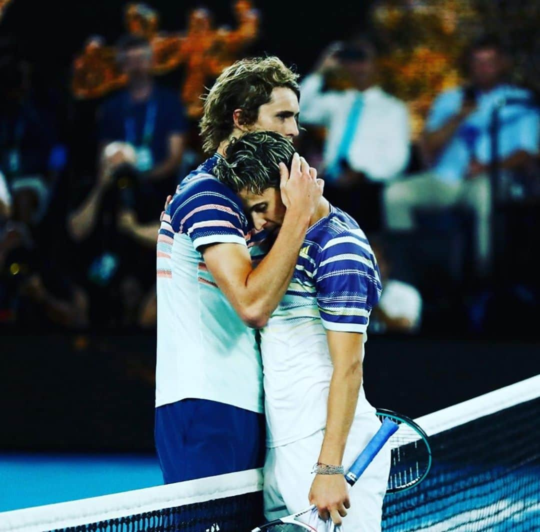 アレクサンダー・ズベレフさんのインスタグラム写真 - (アレクサンダー・ズベレフInstagram)「Tennismatches come and go but friendship stays for ever. It was an amazing battle last night and I already can’t wait for the next one. Always great sharing the court with you @domithiem. Well done and good luck in the final. But this is just the beginning and I’m ready for what’s ahead 💪🏽💪🏽」2月1日 17時30分 - alexzverev123