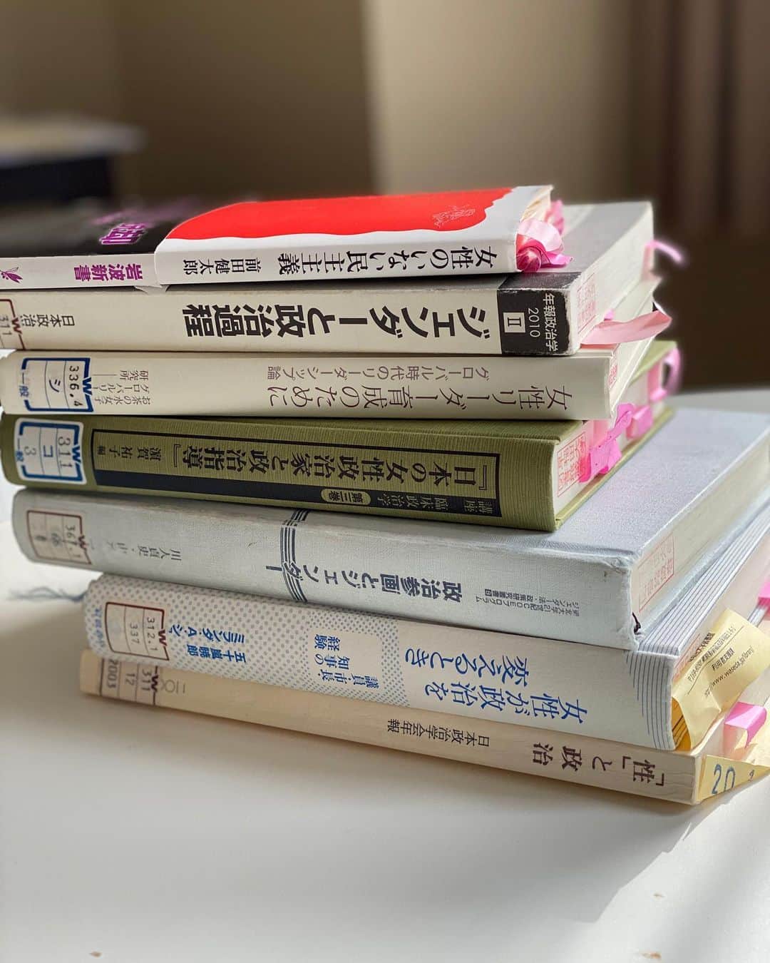 小西美穂のインスタグラム：「大学院ではたくさん調べものをします。﻿ わたし流のリサーチ法を公開！﻿ ﻿ ①まずキーワード検索して﻿ 　バーっと図書館で借りる。﻿ ﻿ ②気になる章や箇所に付箋をはる。 ﻿借り物なので慎重に。 ﻿この段階で全部読む必要ありません。﻿ ﻿ ③付箋の数が多い＝重要な本。 　こんどは、その本の最後にある﻿「参考文献リスト」を見る。﻿ ﻿ ⑤リストの中から﻿ 　自分が調べたいことにより近い本や著者を﻿ 　絞り込んでいく。﻿ ﻿ この「芋づる式」が﻿ わたしには一番効率的です！！！﻿ ・ #大学院生活 #社会人大学院生 #大学院 #研究テーマ #ジェンダー #政治学 #女性のいない民主主義 #岩波新書 #ジャーナリズム #文献検索 #図書館 #付箋活用術 #リサーチ #勉強法 #自分をアップデート #masterstudent #gradschoollife #gradschoolgrind」