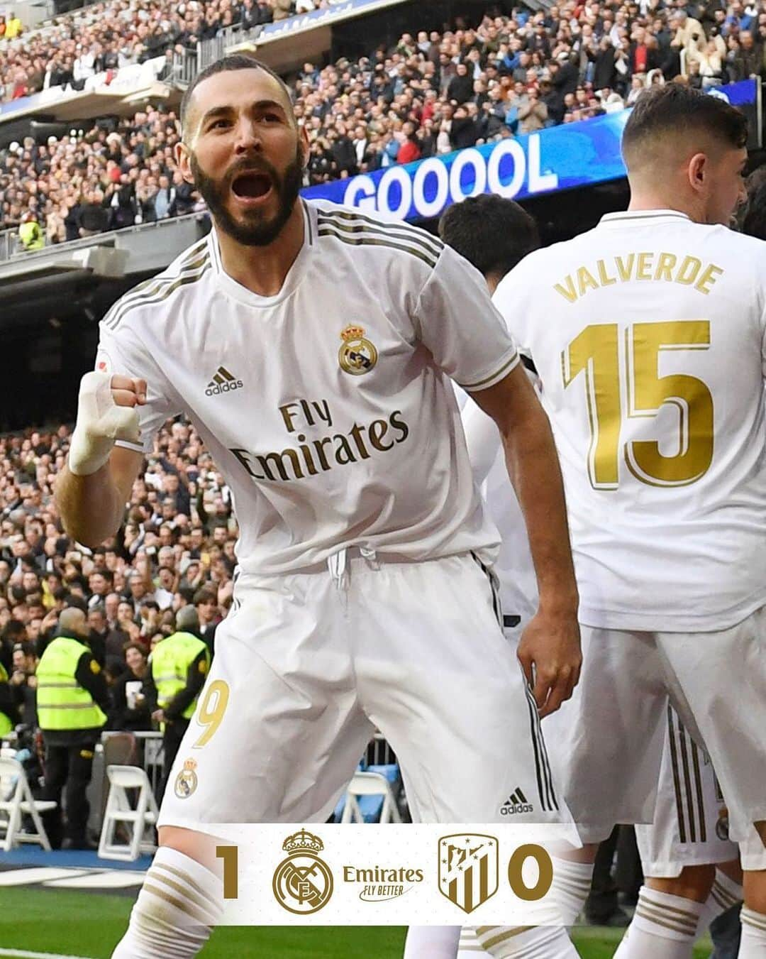 レアル・マドリードさんのインスタグラム写真 - (レアル・マドリードInstagram)「Real Madrid 1-0 Atlético ⚽ 56' @KarimBenzema #Emirates | #HalaMadrid」2月2日 1時56分 - realmadrid