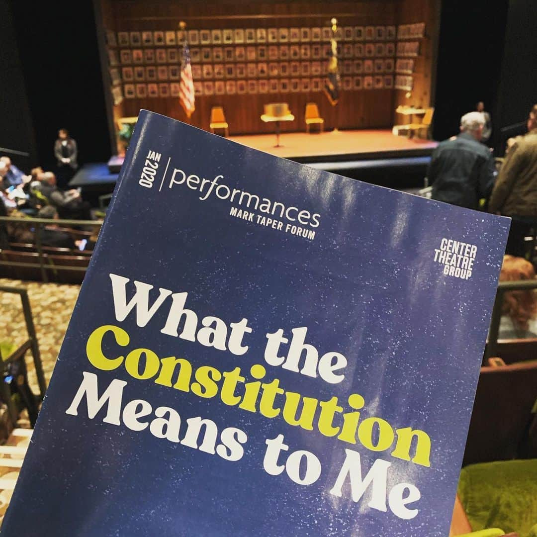 アンドリア・バーバーのインスタグラム：「“We all belong in the Preamble.” YES. Such an important and relevant play about the complexities of our rights. 🇺🇸 I may or may not have slept with my pocket Constitution tucked next to me. Thanks for being my date, @kimmoffat. Everyone go follow @werethepeopleorg and register to vote! 🗳」
