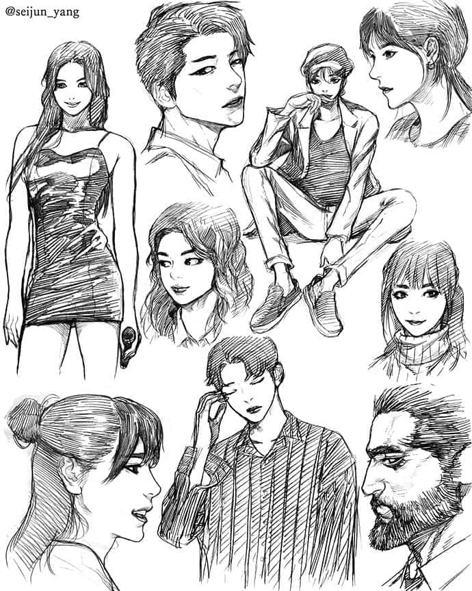 セイジュンのインスタグラム：「취미 혹은 연습  #그림 #낙서 #일러스트 #만화 #絵 #落書き #漫画 #イラスト #draw #drawing #pencil #pencildrawing #sketch #doodle #artwork #comics #illustration」