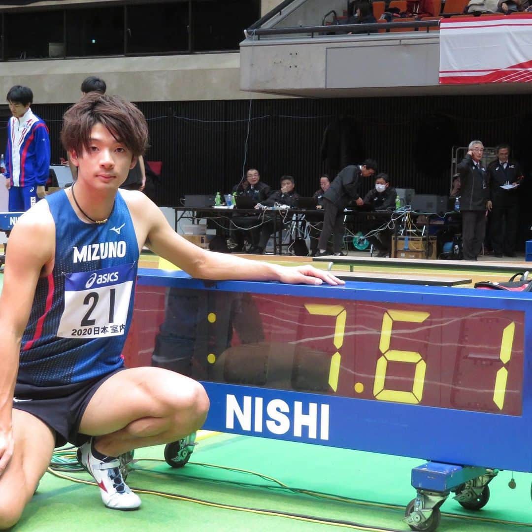 金井大旺のインスタグラム：「60mH予選室内日本新記録(7"61)でした。 (決勝フライング失格) 2台目までの動きができれば◎ #60mH #NR #761 #技術改良 #フライング #大阪 #ミズノ #ミズノトラッククラブ #mizuno」