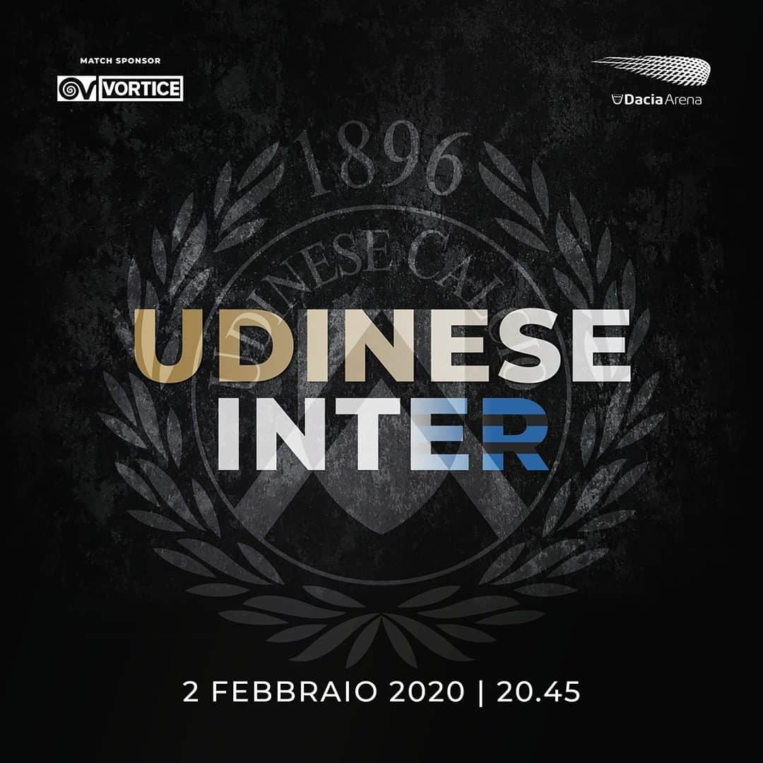 ウディネーゼ・カルチョさんのインスタグラム写真 - (ウディネーゼ・カルチョInstagram)「🆚 @inter 🏟 Dacia Arena ⏰ 20.45 💻 live match completo su Twitter Udinese_1896  Match sponsor #VORTICE #AlèUdin #UdineseInter #Matchday」2月2日 17時00分 - udinesecalcio