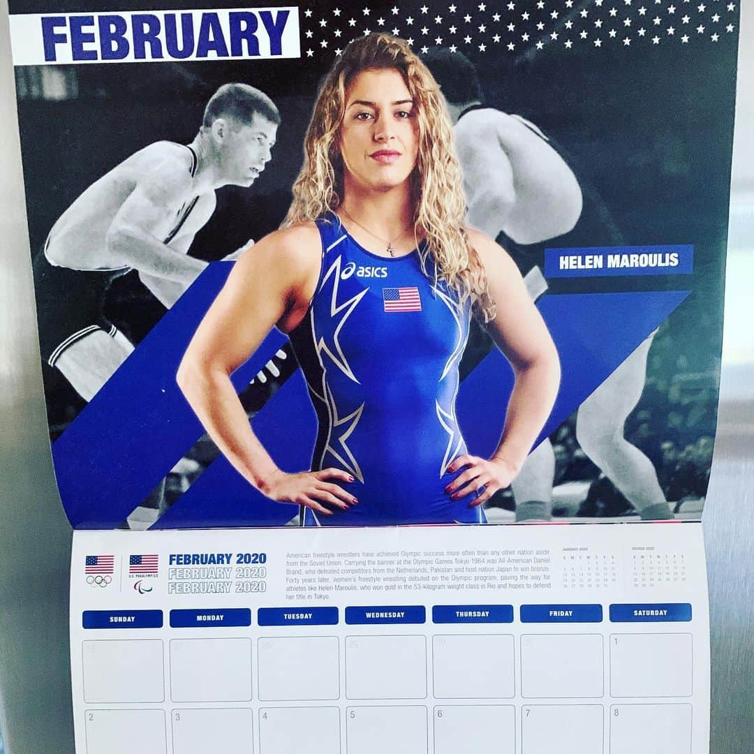 ヘレン・マロウリスさんのインスタグラム写真 - (ヘレン・マロウリスInstagram)「Ooooh can’t believe it’s February already!! (But with a calendar I can 😝) and look who I found on the TeamUSA 2020 Calendar 🤗 #wrestling #olympics #theroadtotokyo #2020 #sports #training #olympichppeful #teamUSA」2月3日 4時46分 - helen_maroulis