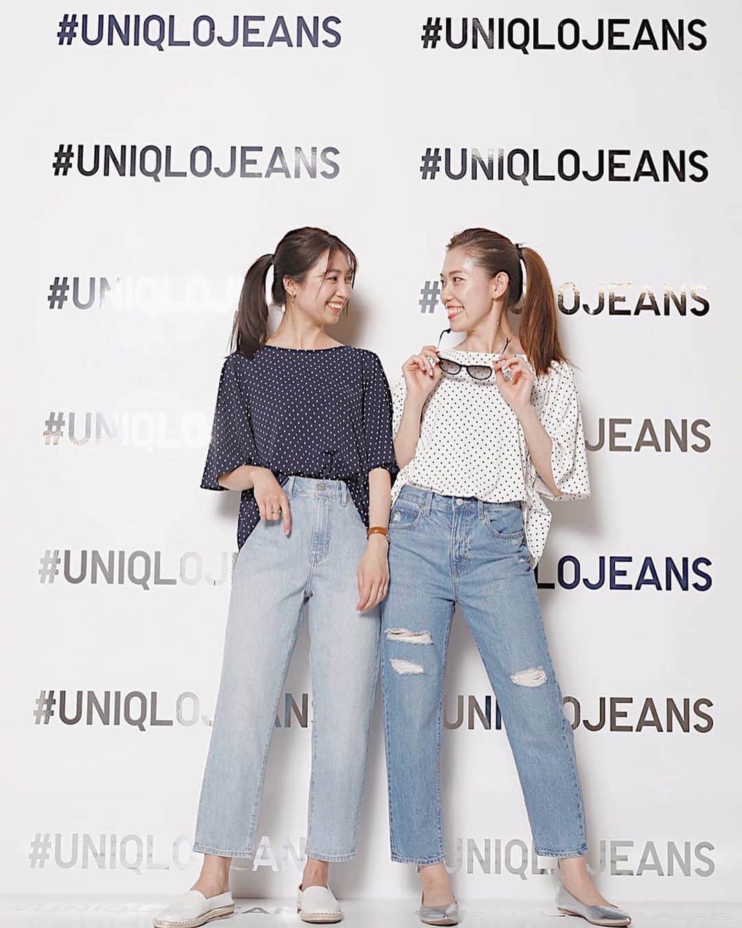 mikicoco00のインスタグラム：「* * * @uniqlo UNIQLO JEANS 2020ss👖 試着会へ... * * #スラウチテーパードアンクルジーンズ(1.2枚目) ゆったり履けて、綺麗なライン！ スッキリシルエットが嬉しい！ 履き心地もバッチリ👍 * * #ベルテッドプリーツジーンズ (3枚目) ゆるっとワンピースの下に！ こちらはカジュアルに履きたいときオススメです！ * 今回も可愛いのが沢山っ🤭♡ * * * * #uniqlo#uniqloginza #UNIQLOJEANS #2020ss #ユニデニ#ユニクロデニム#ユニクロコーデ#お揃い#ドット#ワンピース#デニム#ダメージデニム#上下ユニクロ部」
