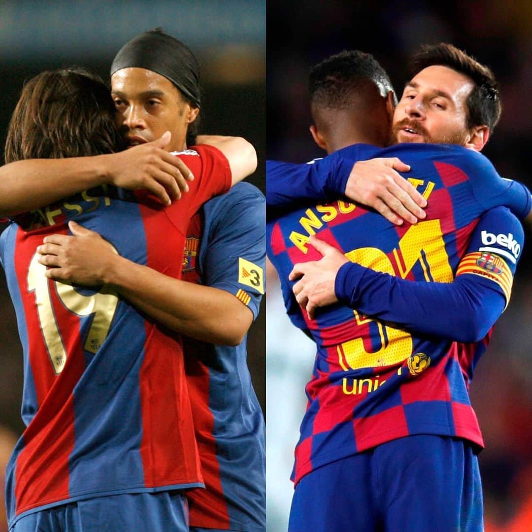 LFPさんのインスタグラム写真 - (LFPInstagram)「History repeats itself. 💙❤️ (Spot the difference) 😜 • ¡La historia se repite! 💙❤️ (Encuentra la diferencia) 😜 • #Messi #AnsuFati #Ronaldinho #Barça #LaLigaSantander #LaLiga #LaLigaHistory」2月3日 7時22分 - laliga