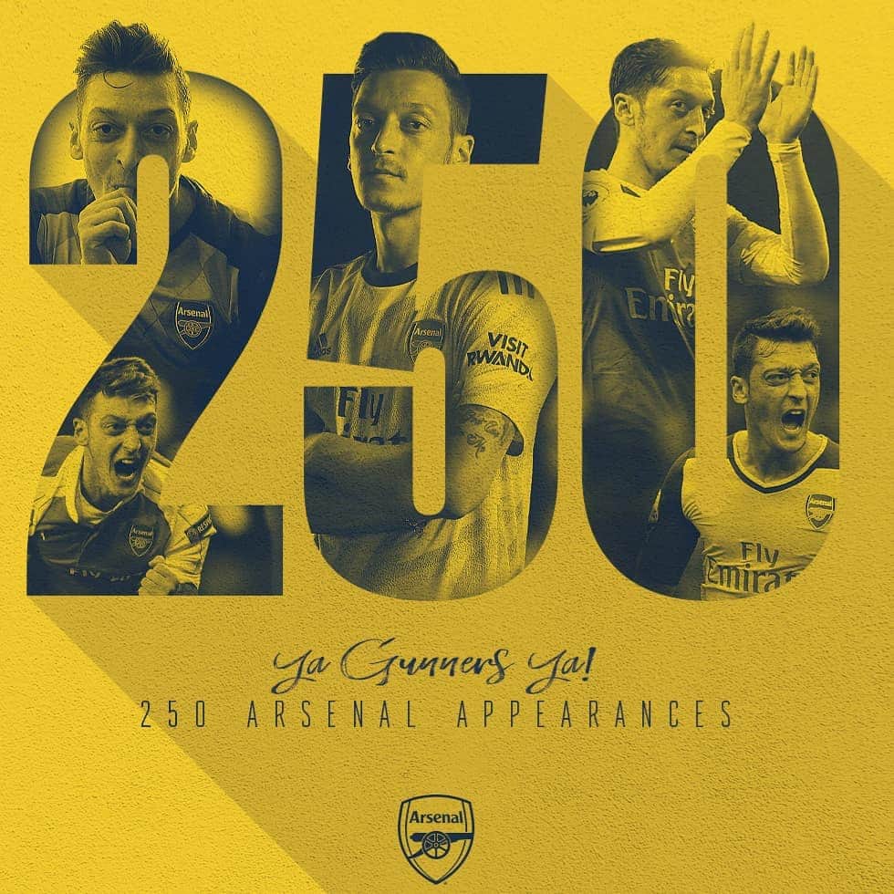 メスト・エジルのインスタグラム：「Yesterday I've played my 250th game for @Arsenal. We've had many ups and downs together, but I've never regret my decision to join this club. Thank you for all your support day in and day out ❤🙏🏼 #YaGunnersYa #M1Ö」