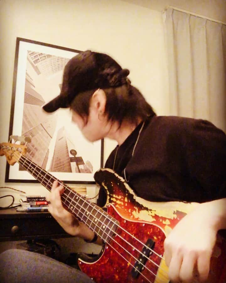 辻村勇太のインスタグラム：「#isntabass #bassist #practice #bassline #funk #octaver #bassguitar  #bassplayer  #steviewonder  #music #首動かしすぎて #もげそう」