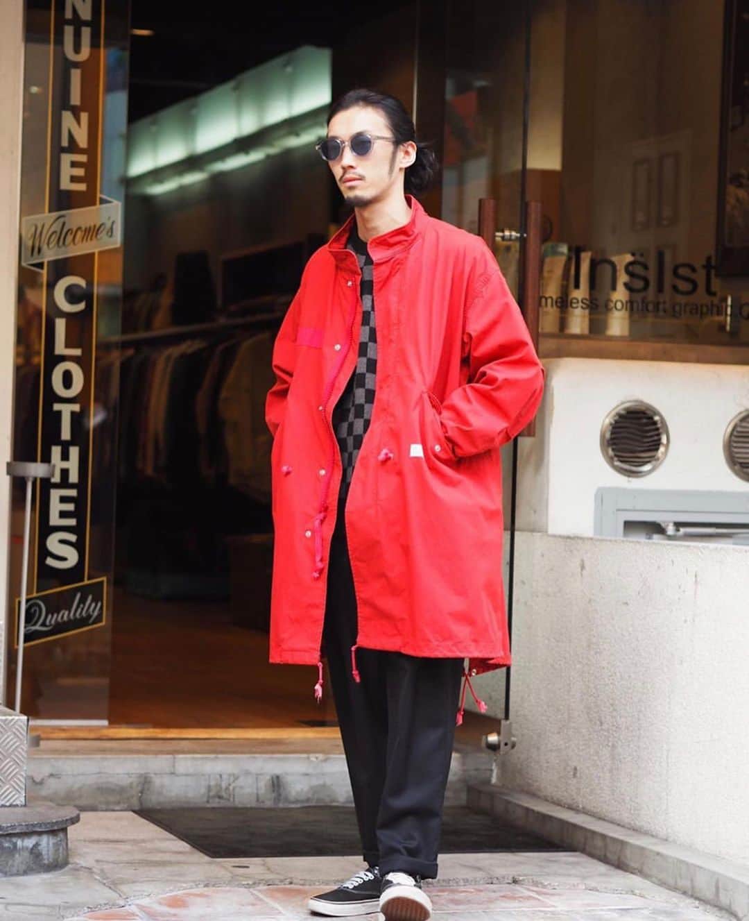 ベドウィンのインスタグラム：「New coordinate by @insist_official  Outer:Type M-65 Military Coat "LUCAS" Tops: C-Neck Jacquard Knit Sweater "WRIGHT"  Big thanks x  #bedwinsnap #bedwinandtheheartbreakers」