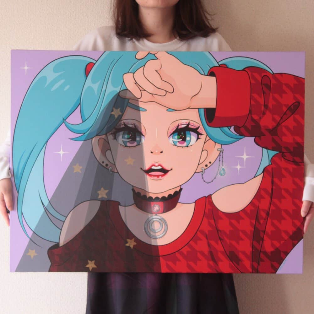 木野下円のインスタグラム：「Completion! ✍️☺️🎊✨ 2020 Canvas art "Veil2" Acrylic paint on Canvas. YouTube >> https://youtu.be/Iqo58pwmigk」