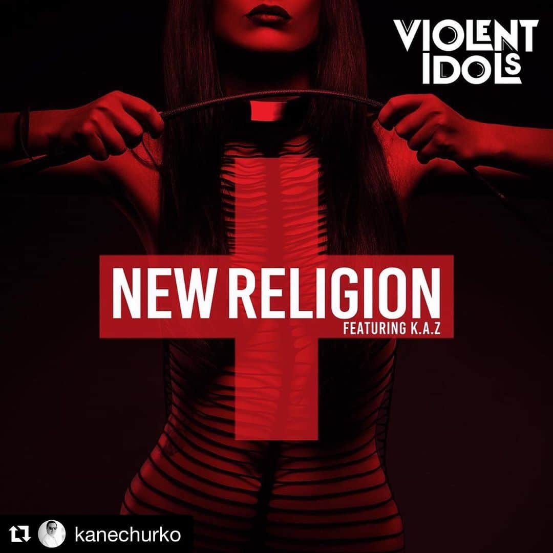 K.A.Zのインスタグラム：「#Repost @kanechurko with @get_repost ・・・ You can now pre-order the upcoming @violentidols single NEW RELIGION that I co-wrote/produced with my friend @k.a.z1011 from @vamps_insta & @obliviondust_official! Very excited about @violentidols and the work we’ve done together so far! Don’t sleep on these guys! Visit ViolentIdols.com for more!🔥🔥🔥」