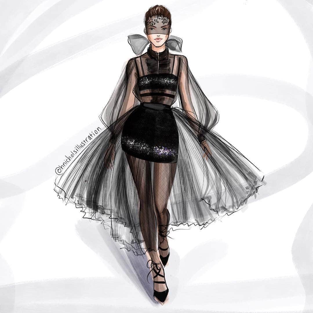 Holly Nicholsさんのインスタグラム写真 - (Holly NicholsInstagram)「élégance en noir 🖤🖤 @copic_official and @procreate #couture #gown . . . . #fashionillustration #fashionsketch #fashionillustrator #bostonblogger #bostonillustrator #fashiondrawing #copicart #copicmarkers #copic #illustrator #procreate #procreateart #ipadart #hnicholsillustration」2月5日 10時52分 - hnicholsillustration