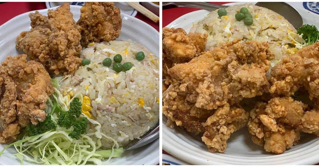 クック井上。さんのインスタグラム写真 - (クック井上。Instagram)「西武池袋線「東長崎駅」 南口から徒歩５分の #町中華 #中華料理「松月」にて『#上チャーハン』なるメニューを発見。 ふつうの #チャーハン の150円UP。  プリプリの海老とか入ってんのかな？ と思いオーダーしたら、でかい#唐揚げ が5個付いてきたー！ドォーーーン！  150円で5個の唐揚げ付いてくるなら、ほな700円の『鳥から揚げ』は、一体何個入りやねんw  腹パンや！  あと、#餃子 も美味しかったけど、なんつっても #ラーメン 350円が驚愕やった。  素敵な昭和やねー。  #異次元 #斜め上 #40代にはキツイて #思春期に出会いたかった #町中華好きな人と繋がりたい  #餃子好きな人と繋がりたい  #チャーハン好きな人と繋がりたい #唐揚げ好きな人と繋がりたい」2月5日 21時32分 - cook_inoue