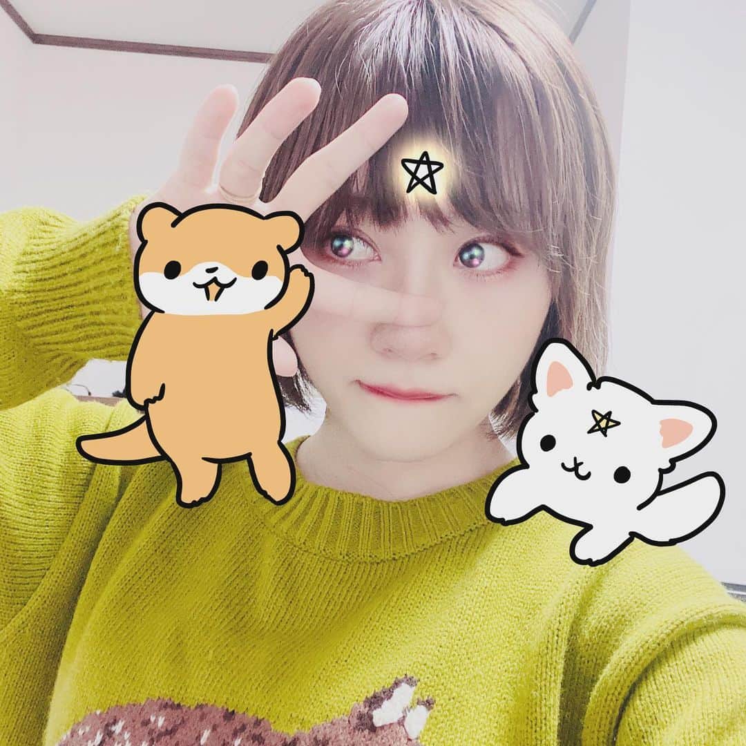 のインスタグラム：「自分のキャラたちとの融合を果たしたやつ　#イラスト　#自撮り　#ふぃー犬　#サウナ好きのカワウソ」