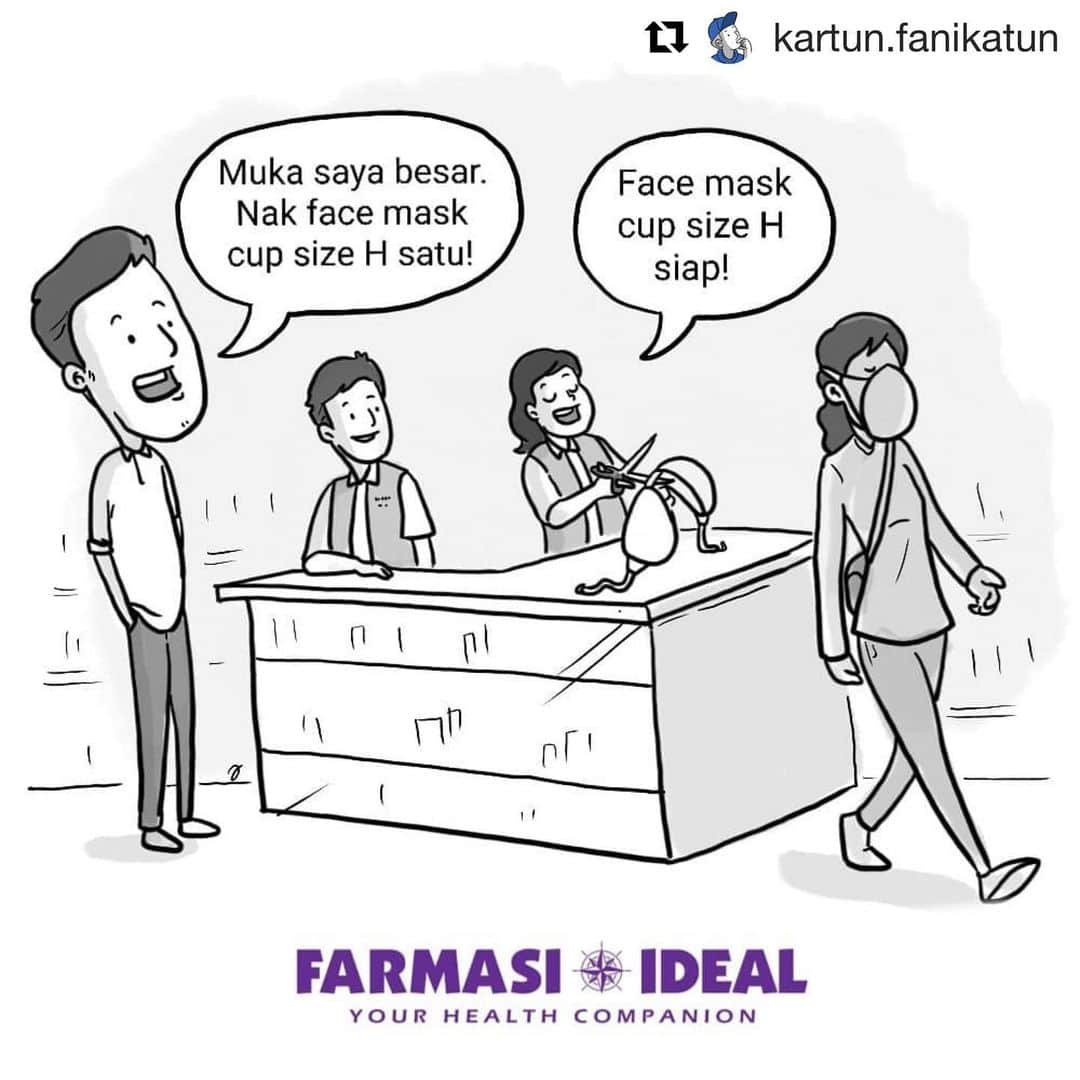 Koleksi Komik Malaysiaさんのインスタグラム写真 - (Koleksi Komik MalaysiaInstagram)「#Repost @kartun.fanikatun with @get_repost ・・・ #coronavirus - Face mask di kedai dan farmasi dah habis? No worry. Di China, diorang dah guna macam-macam jadikan mask. Plastik, tin, kulit limau, botol dan bra! . . Tapi tau tak korang sebenarnya apa yang lagi penting drp mask tu? Jaga kebersihan. Cuci lah tangan selalu...blablabla . . Kartun ini dibawakan khas oleh @farmasiideal.online . (Tanya la diorang stok mask ada lagi ke tak.) . . #komikm #komikmalaysia #kartun #fanikatun #farmasi #facemask #kementeriankesihatanmalaysia #lucu #lawak #malaysia」2月5日 13時39分 - tokkmungg_exclusive